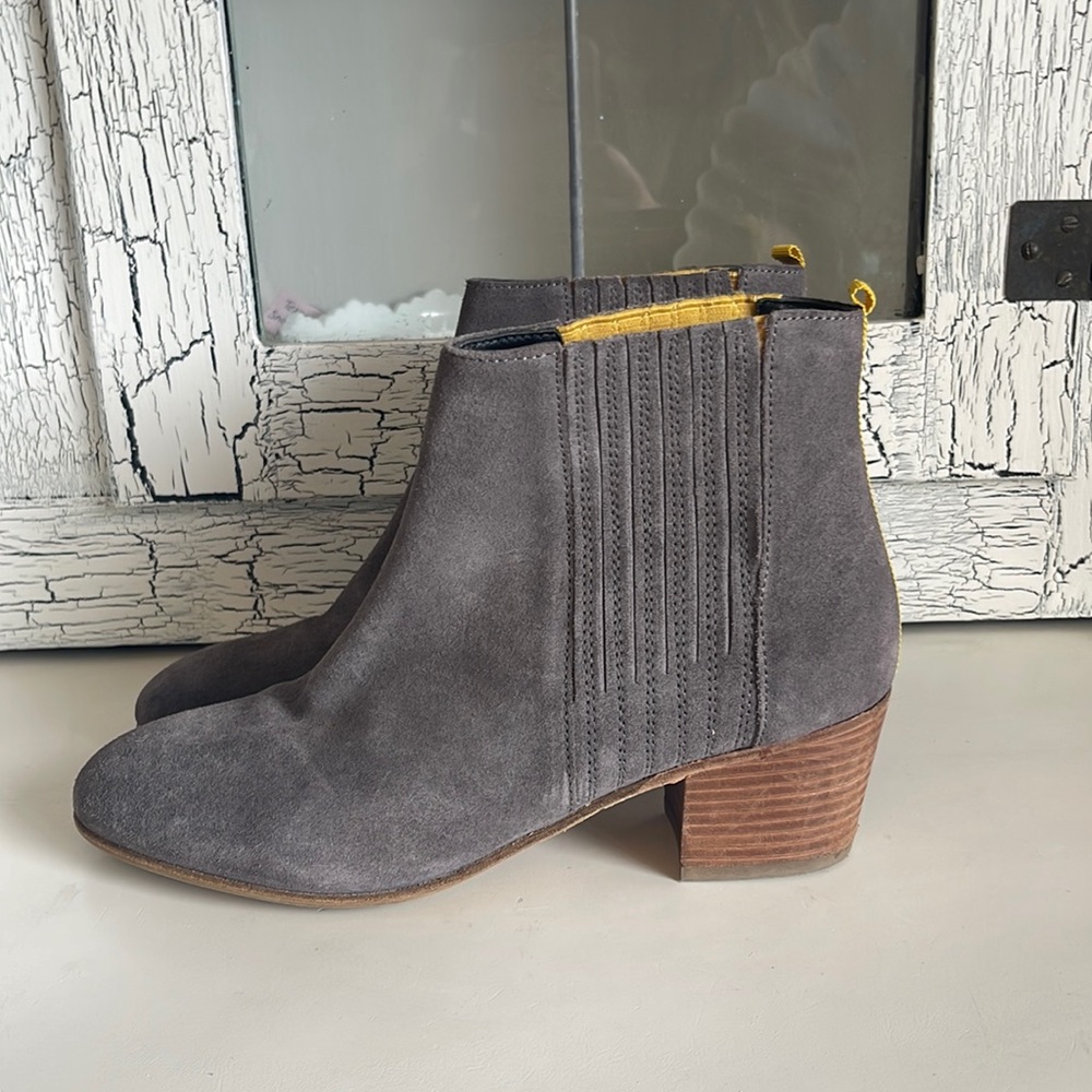 Boden Gray Ankle Boots with Yellow Accent